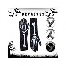 Skull Bone Long Gloves Halloween Costumes Schoolgirl Anime Otome Otaku Loli Geek Cosplay - 彩色 - 查看 3