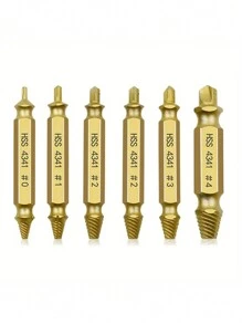 6pcs Double-Ended Screw Extractor Set, Stripped Screw Removal Tool, 6-In-1 Screw Extractor Drill Bit Set With Tool Box, High Speed Steel Screw Extractors, Manual Tool Accessories,Tool Accessories