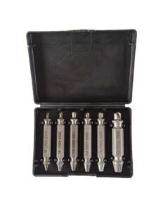 6pcs Double-Ended Screw Extractor Set, Stripped Screw Removal Tool, 6-In-1 Screw Extractor Drill Bit Set With Tool Box, High Speed Steel Screw Extractors, Manual Tool Accessories,Tool Accessories