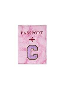 1 Stück Passcover, lila Handtuch mit A-Z Buchstaben Stickerei, unisex RFID Vintage Business Passhülle, tragbare multifunktionale ID/Bankkarten PU Leder Geldbörse - Pink - Übersicht 31