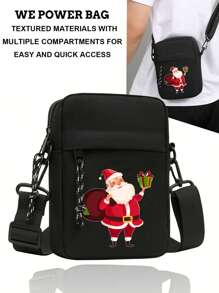 Santa Claus Element Small Crossbody Bag Shoulder Mini Small Shoulder Bag Crossbody Bag Small Backpack Lightweight Crossbody Bag Multifunctional Water-Proof Suitable For School Outdoor Fashion Gift Bag Fashionable Casual Christmas Thanksgiving Fall Travel Winter Purse Gifts Holiday Storage Bag Tote Bag Sports Bag Messenger Bag Black Bag Hiking Gifts Student Large Capacity Multi-Functional Portable Gifts Vacation Chest Bag Side Bags Satchel Bag Leather Bag Hobo Bag Bag For Men Gifts For Men - Black - View 2