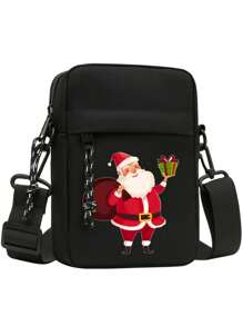 Santa Claus Element Small Crossbody Bag Shoulder Mini Small Shoulder Bag Crossbody Bag Small Backpack Lightweight Crossbody Bag Multifunctional Water-Proof Suitable For School Outdoor Fashion Gift Bag Fashionable Casual Christmas Thanksgiving Fall Travel Winter Purse Gifts Holiday Storage Bag Tote Bag Sports Bag Messenger Bag Black Bag Hiking Gifts Student Large Capacity Multi-Functional Portable Gifts Vacation Chest Bag Side Bags Satchel Bag Leather Bag Hobo Bag Bag For Men Gifts For Men - Black - View 3