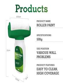 Large Wall Paint Roller & Added Paint, Water-Based Odorless Latex Paint For Household Interior Repairs, Self-Spray Paint With Small Roller, White - Green - View 3