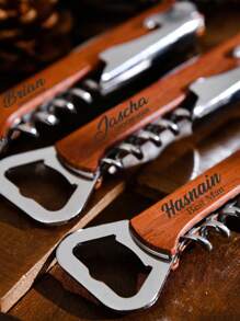 Customized Text/Logo Multifunctional Red Wine Opener, Wooden Corkscrew With Stainless Steel Seahorse Design Bottle Opener, Ornamental Fashionable, High-Quality, Stylish, Exquisite Custom, Personalized, Unique Ideal Gifts For Her Her, Boyfriend, Girlfriend, Dad, Family, Mom, Friends, Pets, Son, School Students, Daughter, Workers For Father's Day School, Home, Office, Multi-Functional, High-Quality, Colorful, Modern, Custom, Personalized, Unique, For Father's Day, For Graduation, For Weddings, For Housewarming, Home Refresh