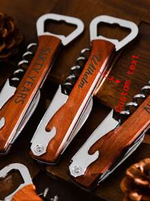 Customized Text/Logo Multifunctional Red Wine Opener, Wooden Corkscrew With Stainless Steel Seahorse Design Bottle Opener, Ornamental Fashionable, High-Quality, Stylish, Exquisite Custom, Personalized, Unique Ideal Gifts For Her Her, Boyfriend, Girlfriend, Dad, Family, Mom, Friends, Pets, Son, School Students, Daughter, Workers For Father's Day School, Home, Office, Multi-Functional, High-Quality, Colorful, Modern, Custom, Personalized, Unique, For Father's Day, For Graduation, For Weddings, For Housewarming, Home Refresh