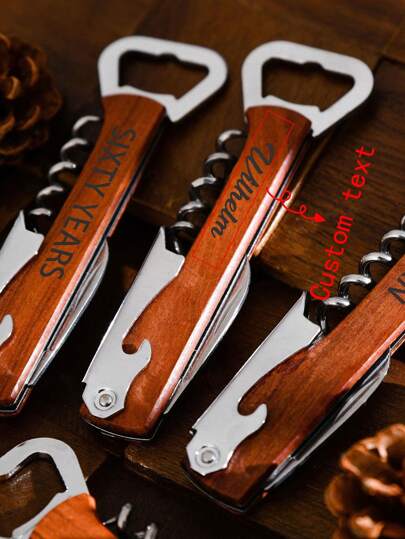 Customized Text/Logo Multifunctional Red Wine Opener, Wooden Corkscrew With Stainless Steel Seahorse Design Bottle Opener, Ornamental Fashionable, Stylish, Exquisite Custom, Personalized, Unique Ideal Gifts For Her, Boyfriend, Girlfriend, Dad, Family, Mom, Friends, Pets, Son, School Students, Daughter, Workers For Father's Day School, Home, Office, Multi-Functional, Colorful, Modern, Custom, Personalized, Unique, For Father's Day, For Graduation, For Housewarming, Home Refresh, Xmas Decoration,High-Quality,Creative Carvings