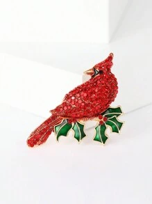 Enamel Northern Cardinal Pins For Women Rhinestone Red Bird Brooches Event Party Backpack Decoration Clothes Accessories - Red Bird - View 6
