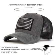 1pc Boné de beisebol masculino com bordado da bandeira dos EUA, chapéu de caminhoneiro lavado para áreas externas, boné de malha casual com proteção solar ajustável para primavera, viagens de outono, férias na praia