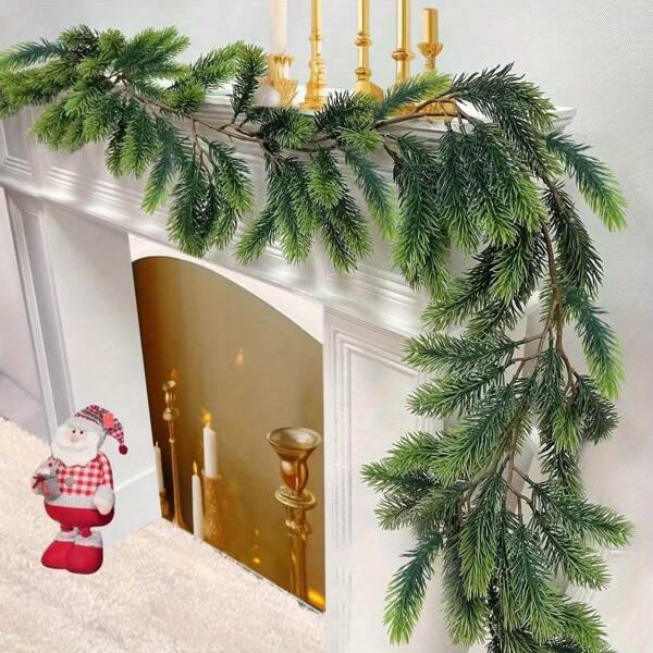 Guirlande de Noël en pin de Norfolk réaliste de 6 pieds - verdure artificielle pour manteaux de cheminée, cheminées et décoration de maison. Parfait pour table de fête et décoration saisonnière d'hiver. Meilleurs cadeaux