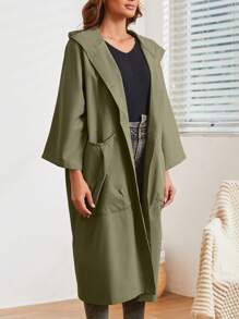 New Arrival Artistic Loose Plus Size Oversized Long Trench Coat With Pockets, Hooded Casual Women Jacket For Autumn - View 8