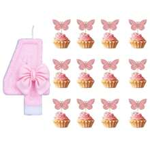 1pc Pink Butterfly Shaped Birthday Candle, Ideal For Birthday Cake Decoration, Anniversary Celebration And Romantic Dinner Table Decoration, Wedding Decoration, Valentine Decoration,Christmas - Baby Pink - View 23
