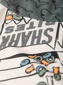 Summer Pajamas For Boys, Shark T-Shirt And Bermuda Shorts