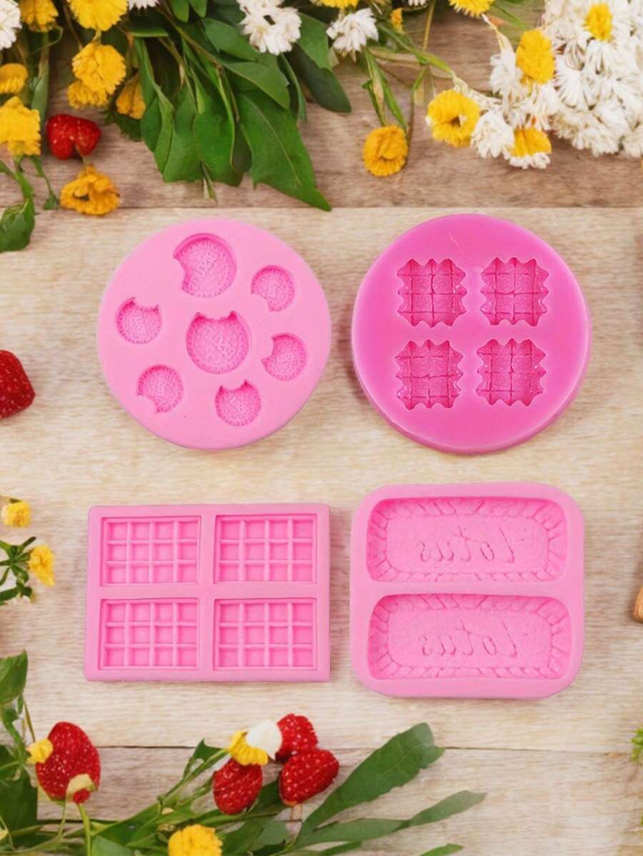 1 件饼干形硅胶模具,适用于 DIY 装饰蜡烛、手工皂、蜡、树脂工艺品 - 粉色 - 查看 1