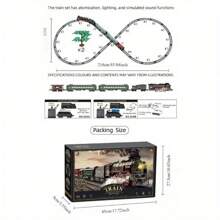 Vintage Train Set, Steam Locomotive Cars And Tracks Electric Rechargeable Train Toys With 3 Smoke Horns And Lights, Christmas Toys - Tàu cổ điển 625B - Xem 6