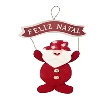 Christmas Plaid Fabric Santa Claus Hanging Door Ornament - Đỏ - Xem 2