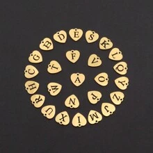 1件新款经典金色不锈钢心形镂空字母可调节绳手链，女士款
