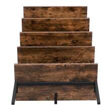 Industrial Wall Mounted Bookcase 5-Tier Open Ladder Shelf Bookshelf With Metal Frame, 23.6" L X 11.8" W X 70.9" H