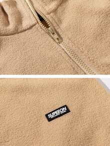 Nueva lista de otoño e invierno nuevos hombres de color sólido shaker suéter cómodo cálido medio abierto placket zip cuello de manga larga suéter unisex viento de la moda casual tops - Negro - Ver 7