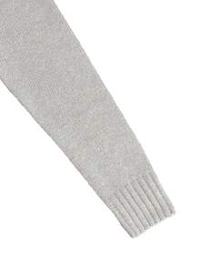 拼色猫咪印花宽松休闲针织套衫 - 灰色 - 查看 6