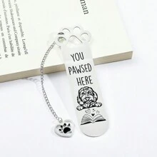 可爱的小狗不锈钢书签，配有心形吊坠，可爱又有趣的阅读配件，是送给爱狗人士和爱书人士的完美礼物，节日礼物 - 均碼 - 查看 15