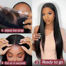 Straight Bye Bye Knots Wig Glueless Wigs Human Hair 200% Density Pre Plucked Pre Cut 6x4 HD Lace Closure Wigs Human Hair Straight Lace Front Wigs Human Hair For Women - 黑色 - 查看 4