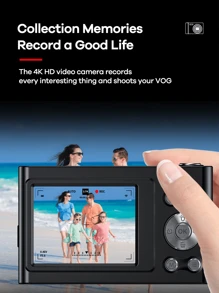 Cámara digital con tarjeta SD, FHD 1080P, 44MP para vlogging con estabilizador de imagen, zoom 16X, compacta y pequeña para niños y niñas - Negro - Ver 5
