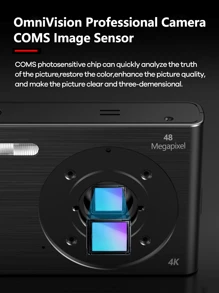 Cámara digital con tarjeta SD, FHD 1080P, 44MP para vlogging con estabilizador de imagen, zoom 16X, compacta y pequeña para niños y niñas - Negro - Ver 7