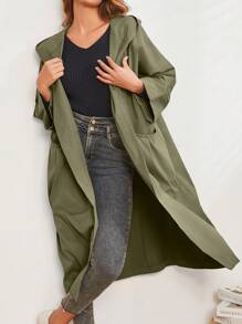 New Arrival Artistic Loose Plus Size Oversized Long Trench Coat With Pockets, Hooded Casual Women Jacket For Autumn - View 5