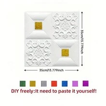1/10/20张 35cm*35cm 3D浮雕墙贴 触感柔软 自粘泡沫墙纸 可拼接裁剪 卧室装饰 背景墙 天花板 防水防潮 防污 防撞贴纸 - 彩色 - 查看 13