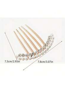 2pcs/1pc Ladies' Alloy Faux Pearl Hair Clip Comb, Rhinestone Edge Comb, Elegant Daily Hair Accessories, Bridal Hair Accessories, Hairpin Clip, Antique Style Combs For Hair Side Comb