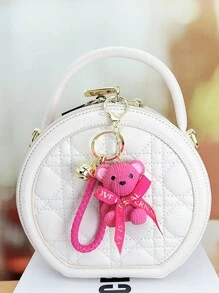 1pc Bow Tie Teddy Bear Keychain Pendant, Delicate & Cute Cartoon Car Key Chain, Suitable As Gift, Wallet, Backpack, Keyring And Bag Charm, Daily Use, Holiday & Birthday Gift - Multicolor - View 3