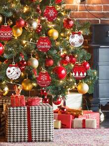 12/24 piezas Exquisitos adornos navideños de madera y decoración de fiesta con elegancia clásica y construcción duradera - perfectos para la temporada festiva de decoraciones navideñas - Multicolor - Ver 3