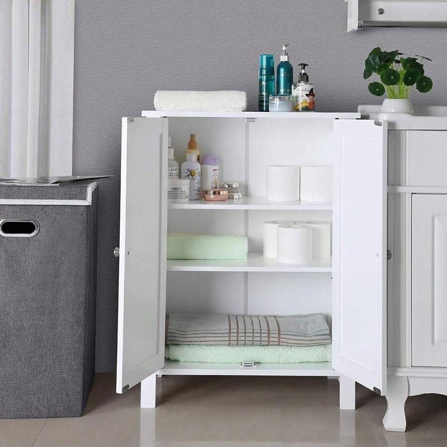 FCH Wooden Bathroom Floor Cabinet Storage Free Standing Cupboard 3 Shelves - 1 - 查看 1