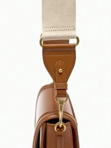 新款时尚休闲复古纯色大容量可调节肩带多功能斜挎包，适合派对、聚会、郊游、购物和日常使用，用于存放硬币、手机，也可作为白领、大学生和上班族通勤的工作包 - 棕色 - 查看 8