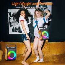 JYX Karaoke Machine Portable Outdoor Bluetooth Speaker With 2 Wireless Microphones Supports DJ Lights, TWS, Bass/Treble For Party - màu đen - Xem 4