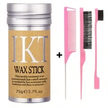 ikt 3pcs/1pc Hair Control Wax Stick Set: Smooth Bar For Taming Frizz, Edge Brush & Rat Tail Comb For Styling Loose Curls - Non-Greasy Hair Styling Product, Suitable For All Hair Types