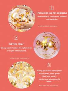 Bóng bay kim sa latex trong suốt 15,5 inch, bóng bay kim tuyến dùng để trang trí tiệc cưới, tiệc ngày lễ - vàng hồng - Xem 5