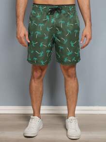 Men Beach Shorts - 軍綠色 - 查看 6