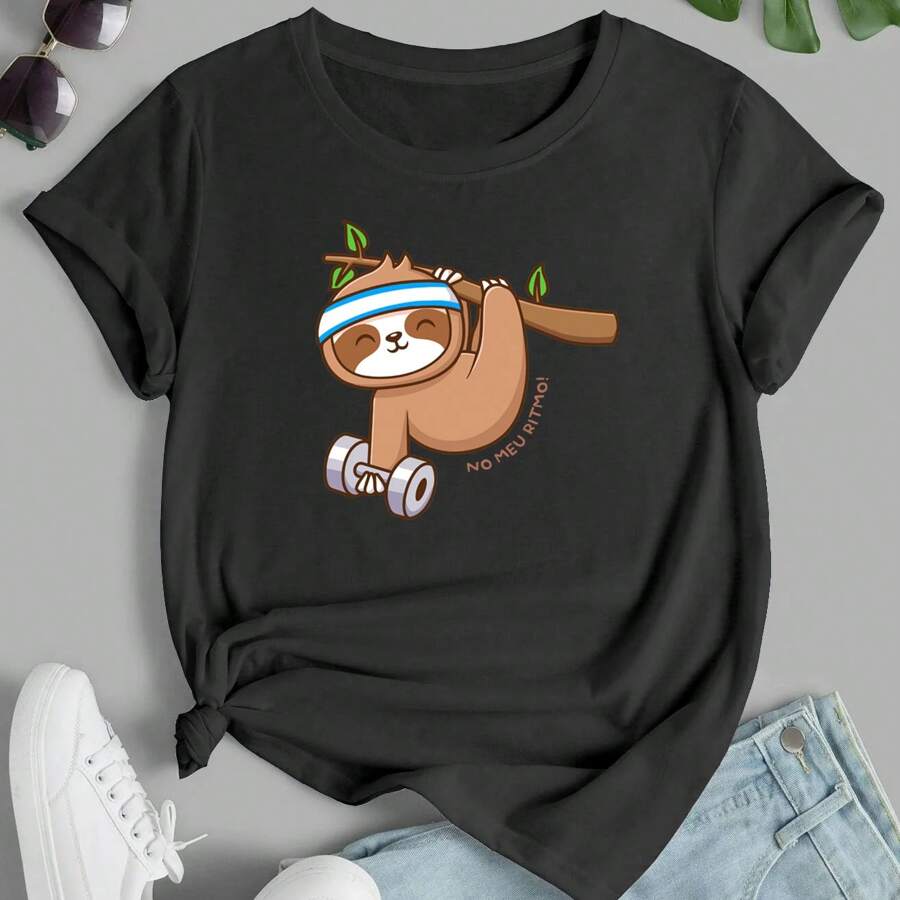 Women's T-Shirt Laziness At My Pace - Gym - Fitness - màu đen - Xem 1