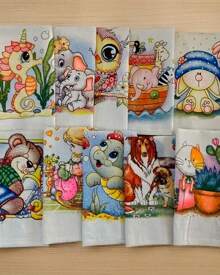 Wholesale LARGE Printed Dishcloth Kit With Hem - White - View 4