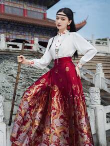 Spring Chinese Style Vintage White Simple Embroidery Flower Lapel Lapel Wrist-Length Sleeve Semi-Sheer For Chinese Newyear, Daily, Street, Commuting, Home And Other Occasions To Wear Hanfu Tops - White - View 5