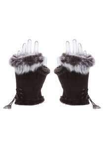 1 双仿兔毛半指手套女士冬季保暖手套保暖内衬手指手套 - 彩色 - 查看 16