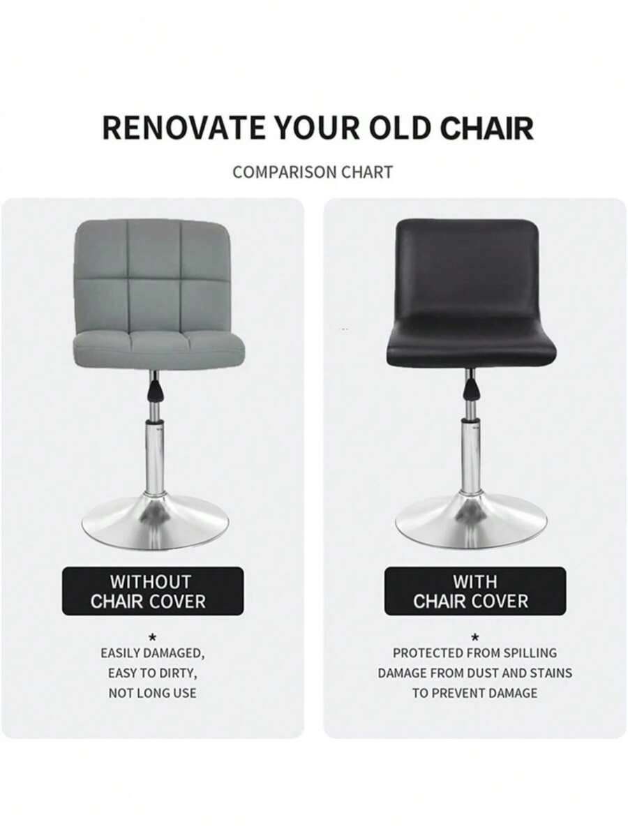 1/2pcs PU Artificial Leather Bar Stool Cover Stretch Dining Chair