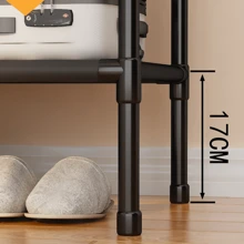 4-Tier Clothes Rack Floor Coat Rack Shoe Rack Multipurpose Organizer Stainless Steel - 黑色 - 查看 4