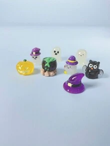 clip buckle Bộ 8 món/bộ bí ngô phát sáng, dơi, ma hoạt hình sang trọng trang trí, đồ trang trí không khí đêm Halloween, có thể tháo rời, dùng để trang trí giày - trắng - Xem 5