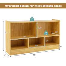 Lifezeal Kids 2-Shelf Bookcase 5-Cube Wood Toy Storage Cabinet Organizer - Beige - View 3