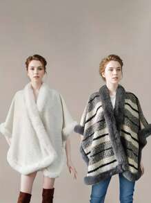 1pc Unisex Elegant Jacquard Shawl - Oversized Fluffy Scarf, Decorative And Windproof - Suitable For Going Out, Warm - Multicolor Shawl - View 2