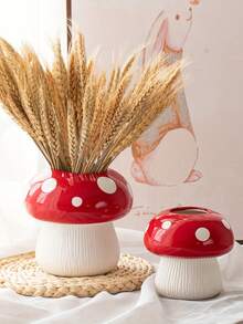 1 Bình gốm hình nấm Giáng sinh, Đồ trang trí cao cấp, Bố trí hoa phòng khách nhà bếp, Thủy canh sáng tạo - nhiều màu - Xem 3