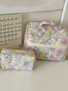 Túi đựng mỹ phẩm họa tiết hoa dung tích lớn có tay cầm, đựng dụng cụ làm đẹp di động, túi đựng đồ trang điểm cho nữ, túi đựng đồ vệ sinh cá nhân khi đi du lịch, túi đựng đồ trang điểm chần hoa, túi đựng mỹ phẩm du lịch, túi đựng đồ vệ sinh cá nhân khi đi du lịch, túi đựng mỹ phẩm cầm tay, túi đựng son môi, hộp đựng bút chì, túi đựng bút - Nhiều màu - Xem 12