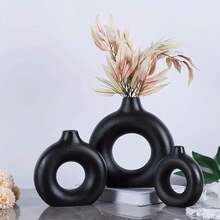 1pc Vaso de flores moderno em formato de donut de plástico de cor sólida, recipiente floral, decoração de vaso estilo minimalista boho neutro para flores frescas, mesa, estante, lareira, sala de estar, quarto, escritório, festa de casamento